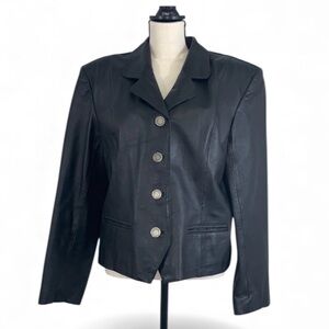 Vintage Bagatelle Genuine Black Leather Blazer Jacket Women’s Size 16 Never Worn